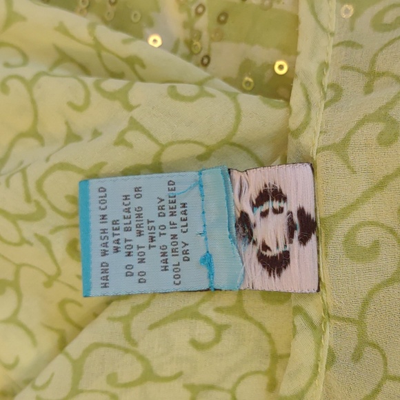 D Swim Light Green Patterned With Sequins SZ L Long Sleeve Bathing Suit Cover Up - Picture 6 of 7